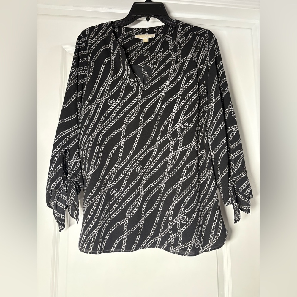 Michael Kors Black Chain Pattern Blouse
